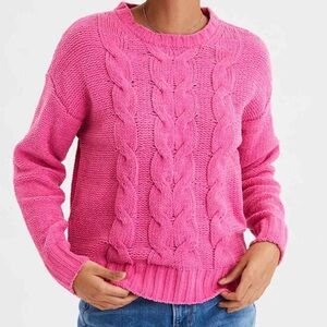 American Eagle Cable Knit Sweater Pink